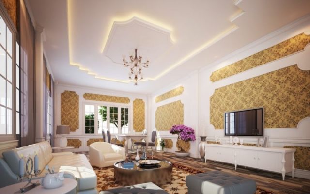 trần chìm thạch cao giật